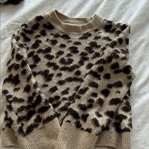 H&M Beige and Black Leopard Print Sweater